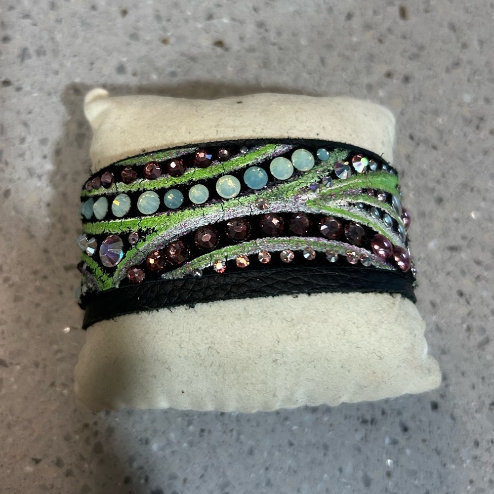 Carolin M. Rocha Leather & Swarovski Bracelet
